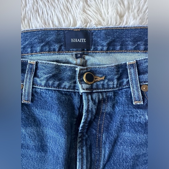 Khaite Kyle Straight Leg Distressed Dark Wash Jeans Size 28 - Picture 8 of 12